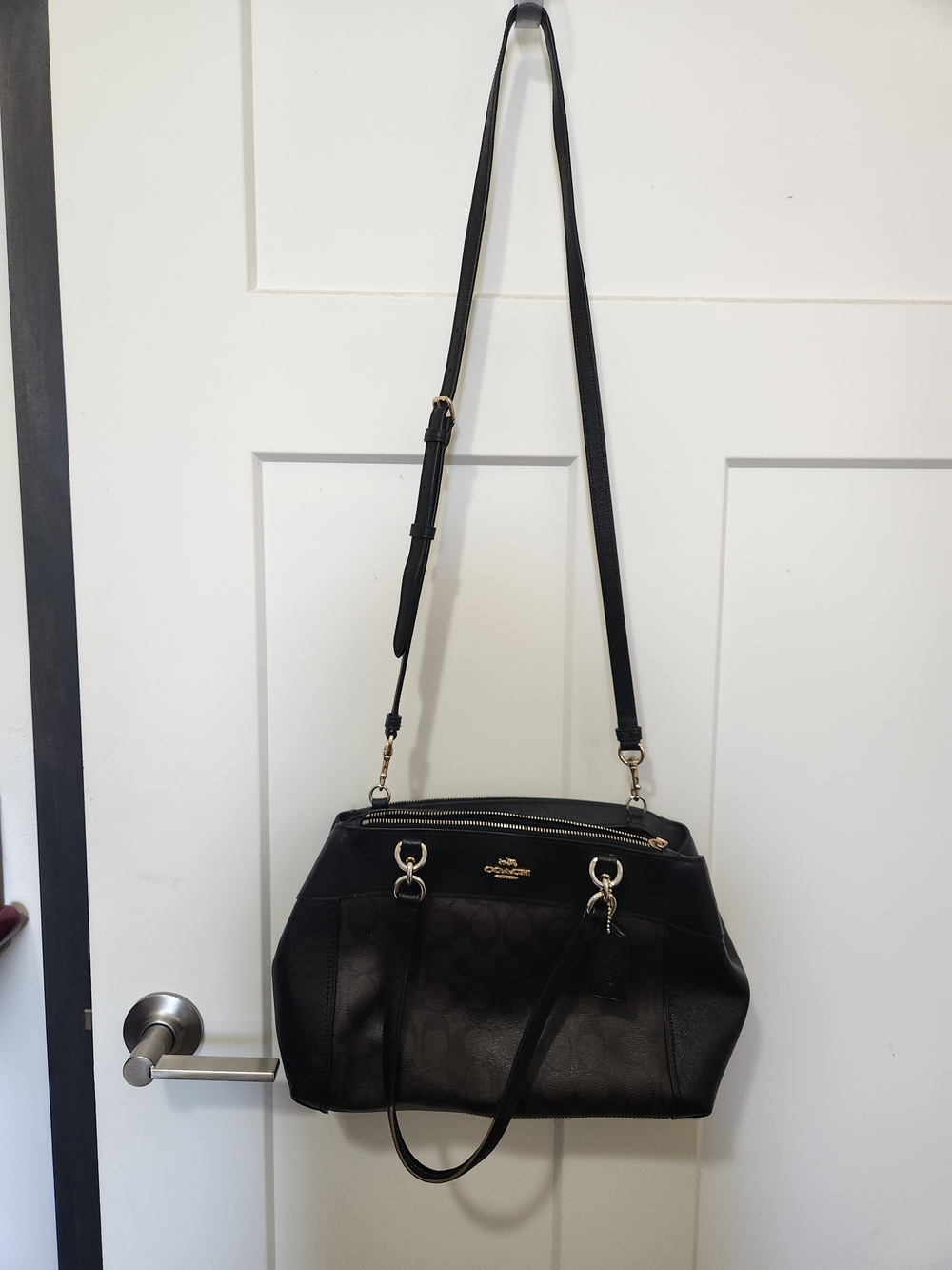 COACH Brooke Carryall Signature Canvas and Leather Tote Bag in Brown/Black - Picture 2 of 15